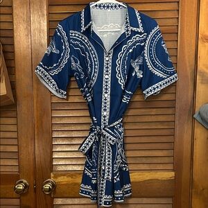 NWOT Nautical Blue and White Patterned Dress